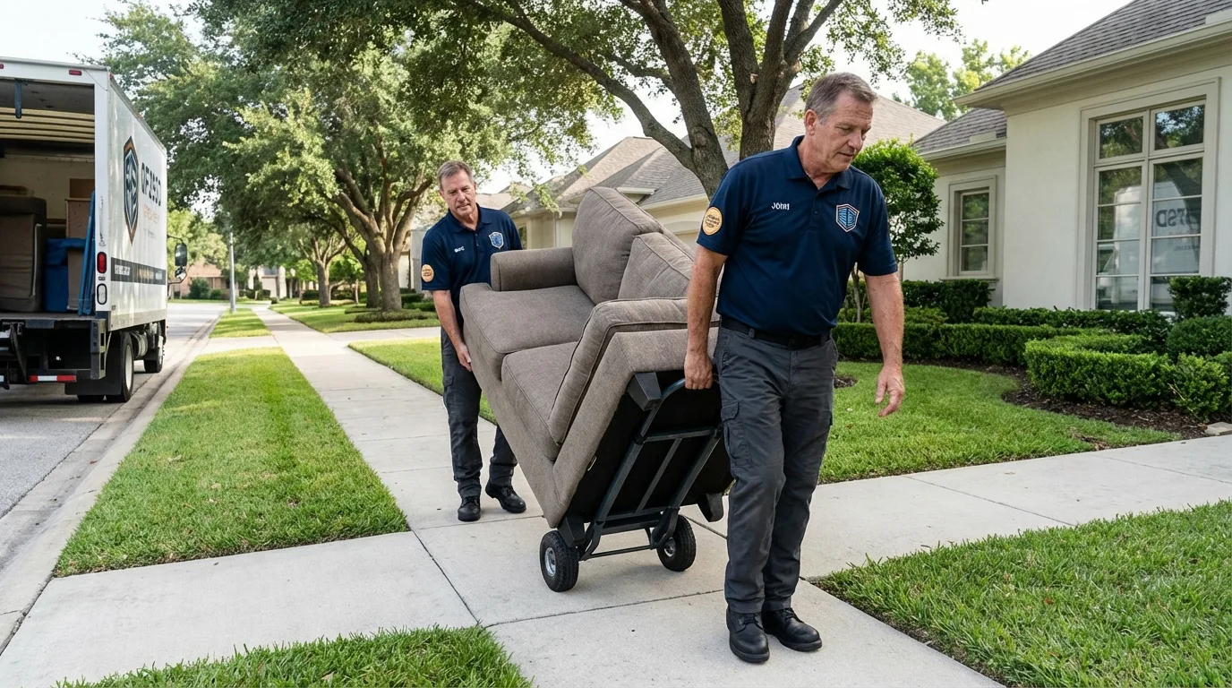 Local residential moving crew loading furniture in Providence, UT