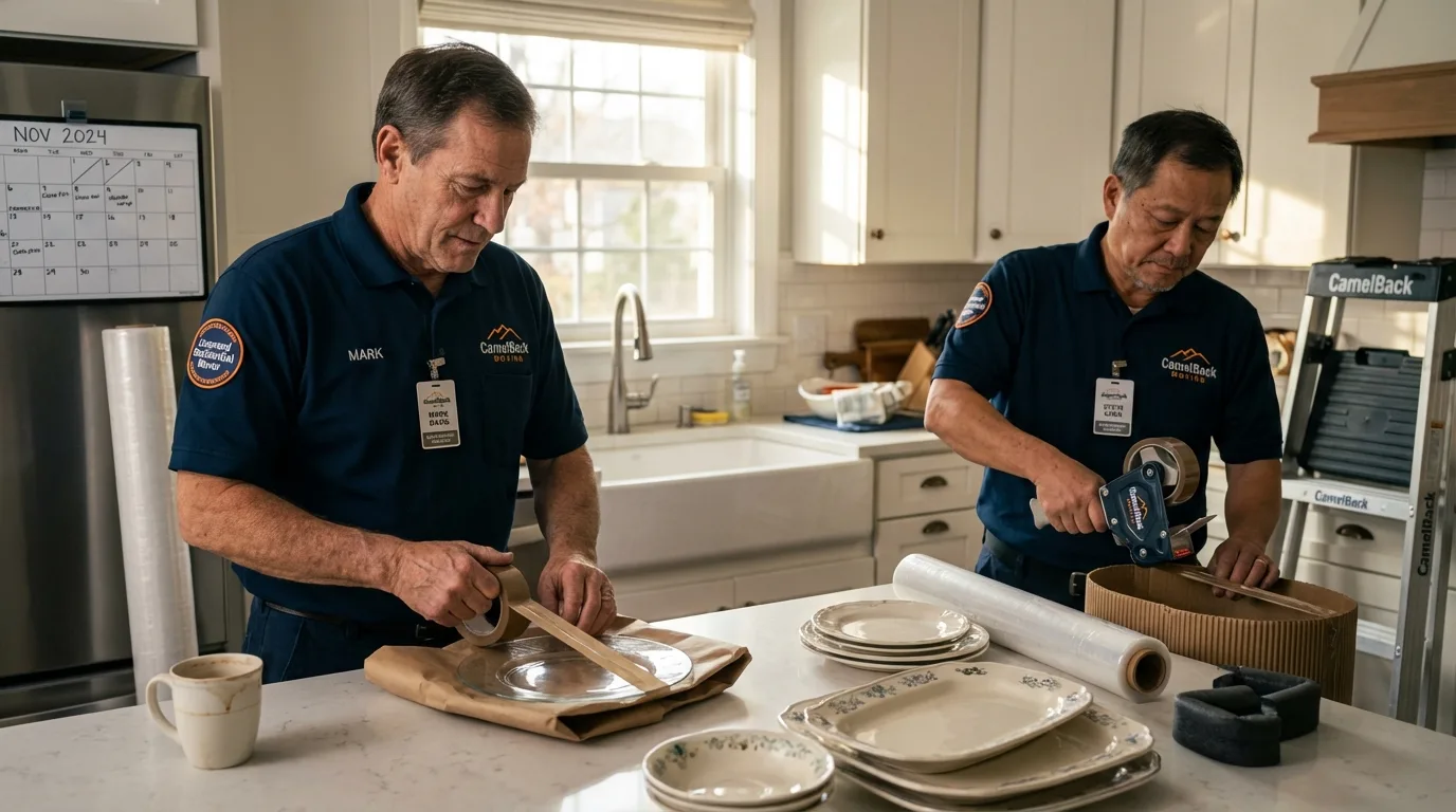 Professional crew packing kitchen dishware in Providence, UT